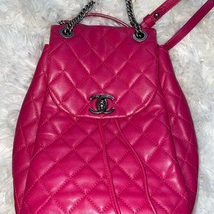 Chanel bag calfskin raspberry silver hardware